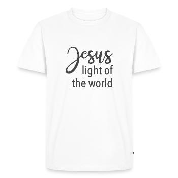 Christian Design Jesus Light of the World - Men's Premium Organic T-Shirt - white - Front - Nico (187cm)