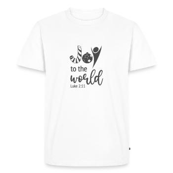 Conception chrétienne de Noël Joie au monde Luc - T-shirt Premium bio Homme - blanc - Devant - Nico (187cm)