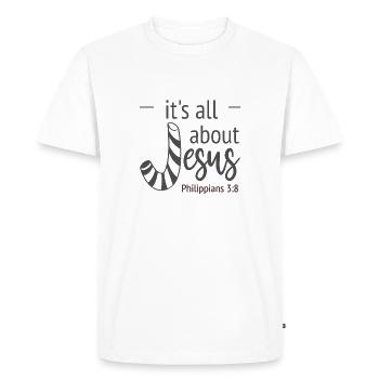 Christian Design for Christmas All About Jesus - Men's Premium Organic T-Shirt - white - Front - Nico (187cm)