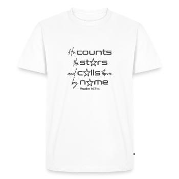 Le design chrétien compte et nomme les étoiles - T-shirt Premium bio Homme - blanc - Devant - Nico (187cm)