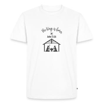 Design chrétien de Noël Le roi est né John - T-shirt Premium bio Homme - blanc - Devant - Nico (187cm)