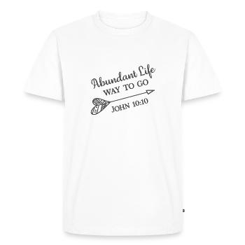 Christian Design Vie abondante Jean 10 verset 10 - T-shirt Premium bio Homme - blanc - Devant - Nico (187cm)