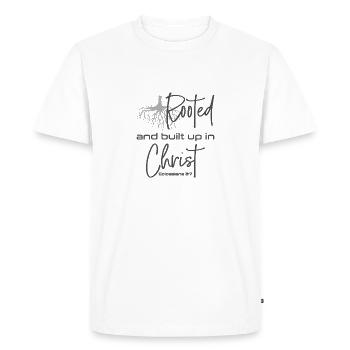 Christian Design Rooted and built up in Christ - Men's Premium Organic T-Shirt - white - Front - Nico (187cm)