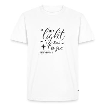 Christian Design Be a Light for all to see - Men's Premium Organic T-Shirt - white - Front - Nico (187cm)