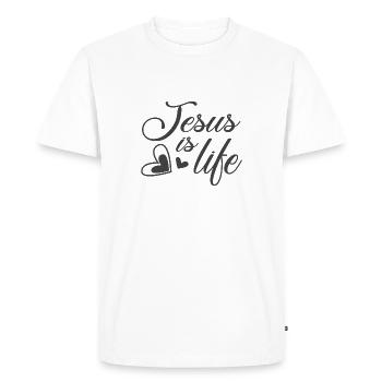 Christian Design Jesus is Life - Men's Premium Organic T-Shirt - white - Front - Nico (187cm)