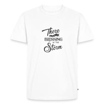Conception chrétienne Il y a une bénédiction dans la tempête - T-shirt Premium bio Homme - blanc - Devant - Nico (187cm)