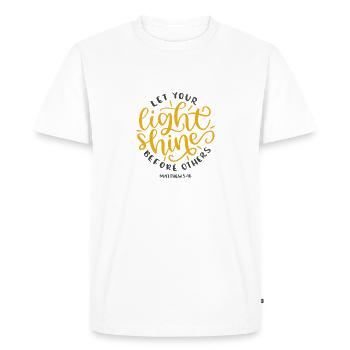 Christian Design Laissez briller votre lumière avant - T-shirt Premium bio Homme - blanc - Devant - Nico (187cm)