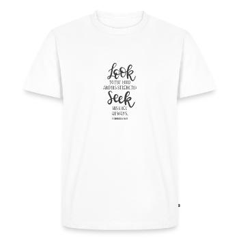 Conception chrétienne Regardez vers le Seigneur et cherchez-Le - T-shirt Premium bio Homme - blanc - Devant - Nico (187cm)