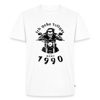 35e anniversaire, je tourne à plein régime depuis 03/1990 - T-shirt Premium bio Homme - blanc - Devant - Nico (187cm)