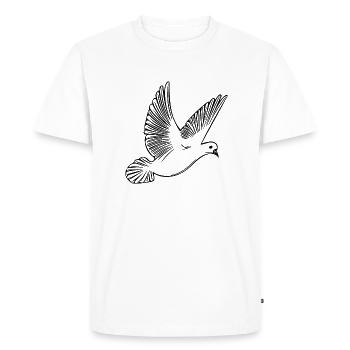 Pigeon volant sur de larges ailes - T-shirt Premium bio Homme - blanc - Devant - Nico (187cm)