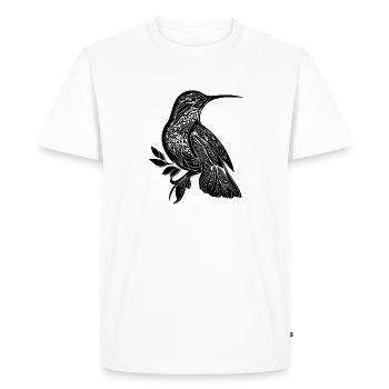 Exotic Tattoo Hummingbird Tribal Style Wing - Men's Premium Organic T-Shirt - white - Front - Nico (187cm)