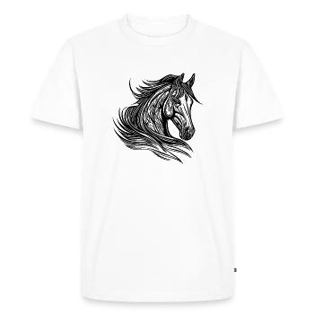 Fier portrait d’étalon avec crinière dans les chevaux du vent - T-shirt Premium bio Homme - blanc - Devant - Nico (187cm)