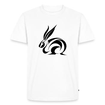 Mignon Lapin Tatouage Petite Ligne Lapin - T-shirt Premium bio Homme - blanc - Devant - Nico (187cm)