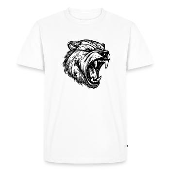 Angry Bear Tattoo Portrait with Sharp Teeth - Men's Premium Organic T-Shirt - white - Front - Nico (187cm)
