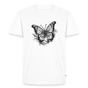 Style Tatouage de fleur Papillon - T-shirt Premium bio Homme - blanc - Devant - Nico (187cm)