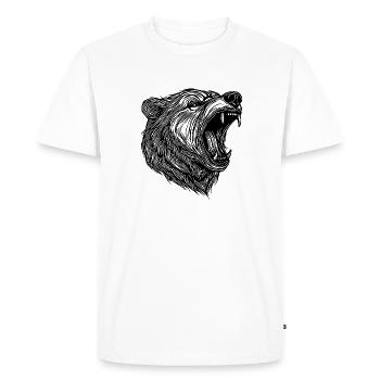 Tête d’ours sauvage avec des dents pointues - T-shirt Premium bio Homme - blanc - Devant - Nico (187cm)