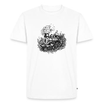 Modélisme ancienne locomotive ferroviaire locomotive à vapeur - T-shirt Premium bio Homme - blanc - Devant - Nico (187cm)