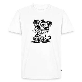Cute little kids tiger with striped pattern - Men's Premium Organic T-Shirt - white - Front - Nico (187cm)