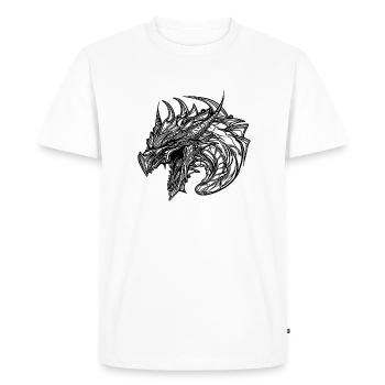 Dragon sifflant en robe à écailles de tatouage - T-shirt Premium bio Homme - blanc - Devant - Nico (187cm)