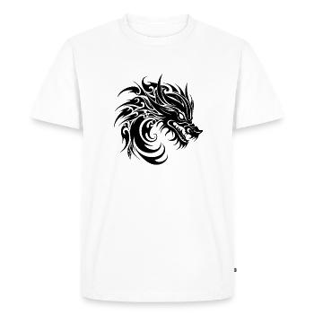 Sifflement Style Tatouage Dragon Tête - T-shirt Premium bio Homme - blanc - Devant - Nico (187cm)
