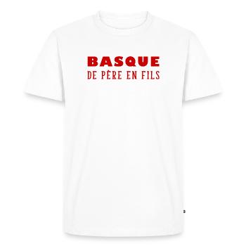 Pays basque homme père fils - T-shirt Premium bio Homme - blanc - Devant - Nico (187cm)