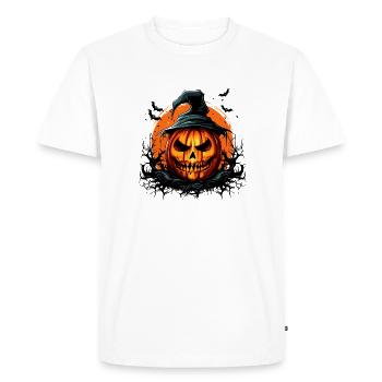 Halloween Magic Scitrouille effrayante avec chauve-souris - T-shirt Premium bio Homme - blanc - Devant - Nico (187cm)