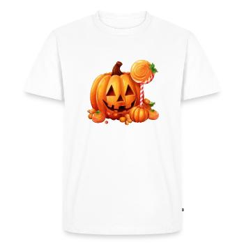 Citrouille d’Halloween mignonne avec des bonbons - T-shirt Premium bio Homme - blanc - Devant - Nico (187cm)