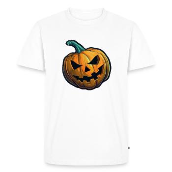 Spooky Halloween pumpkin with spooky look - Men's Premium Organic T-Shirt - white - Front - Nico (187cm)