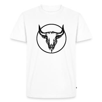 Cattle Grill Logo Head Tattoo Style in Circle - Men's Premium Organic T-Shirt - white - Front - Nico (187cm)