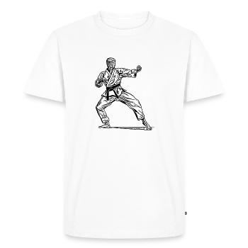 Karate fighter in fighting pose - Men's Premium Organic T-Shirt - white - Front - Nico (187cm)