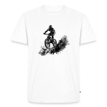 Cycliste Boue Montagne Descente - T-shirt Premium bio Homme - blanc - Devant - Nico (187cm)
