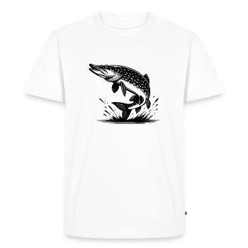 Big Leaping Pike Fish - Men's Premium Organic T-Shirt - white - Front - Nico (187cm)