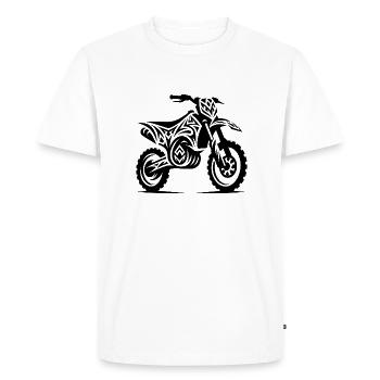 Motorcycle Off-Road Machine in Tattoo Style - Men's Premium Organic T-Shirt - white - Front - Nico (187cm)