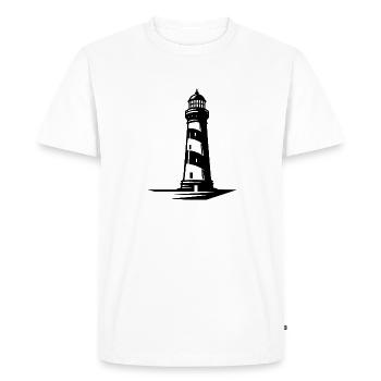 Vieux phare côtier rayé solitaire - T-shirt Premium bio Homme - blanc - Devant - Nico (187cm)