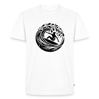 Surfer surfing in the waves with surfboard - Men's Premium Organic T-Shirt - white - Front - Nico (187cm)