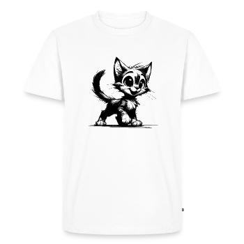 Smiling Cat House Tiger Kids Drawing - Men's Premium Organic T-Shirt - white - Front - Nico (187cm)