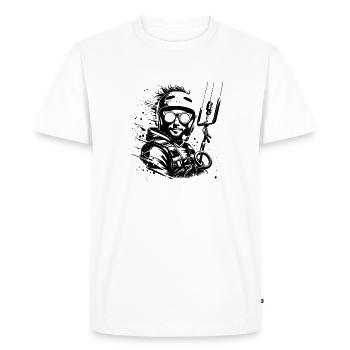 Relaxed kite surfer man wind surfing in the sky - Men's Premium Organic T-Shirt - white - Front - Nico (187cm)
