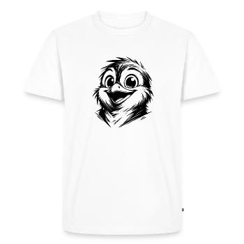 Small Dirty Penguin Pencil Style - Men's Premium Organic T-Shirt - white - Front - Nico (187cm)