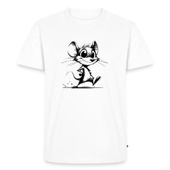 Smiling Kids Mouse Pencil Sketch - Men's Premium Organic T-Shirt - white - Front - Nico (187cm)