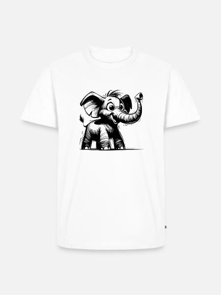 Elefant baby med enorm snabel - Ekologisk premium-T-shirt herr - vit