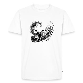Tambours avec notes de musique flottantes - T-shirt Premium bio Homme - blanc - Devant - Nico (187cm)