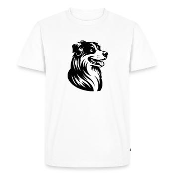 Proud Australian Shepherd Dog Portrait - Men's Premium Organic T-Shirt - white - Front - Nico (187cm)