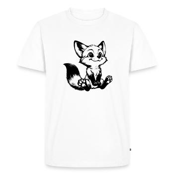 Curious Fox Drawing Seated Fox - Men's Premium Organic T-Shirt - white - Front - Nico (187cm)