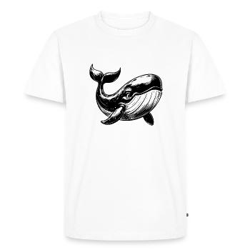 Croquis amical souriant de plongeur baleine bleue - T-shirt Premium bio Homme - blanc - Devant - Nico (187cm)