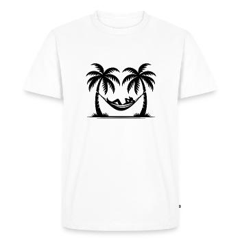 Plage, vacances et palmiers hamac au bord de la mer - T-shirt Premium bio Homme - blanc - Devant - Nico (187cm)
