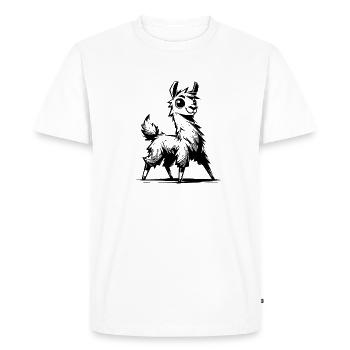 Friendly Curious Lama Crayon Style de Croquis - T-shirt Premium bio Homme - blanc - Devant - Nico (187cm)