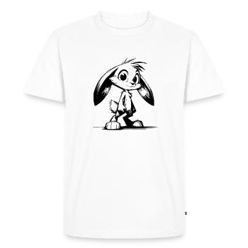 Lapin mignon avec de grands yeux et de longues oreilles - T-shirt Premium bio Homme - blanc - Devant - Nico (187cm)