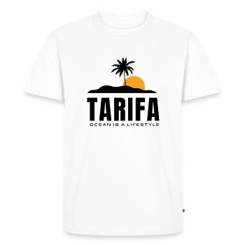 Tarifa - L’océan est un style de vie - T-shirt Premium bio Homme - blanc - Devant - Nico (187cm)