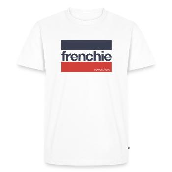 Frenchie Stripes - Französische Bulldogge - Männer Premium Bio T-Shirt - Weiß - Vorne - Nico (187cm)