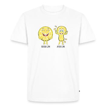 Before Gym After Gym Lemon - Men's Premium Organic T-Shirt - white - Front - Nico (187cm)